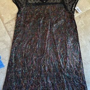 kidpik Black Multicolor Sparkle Dress with mesh top detail. NWT